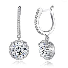 Dangle Earrings Certified 4 Carats 8mm Moissanite Diamond For Women 925 Sterling Silver Rhodium Plating Wedding Jewelry 2022 Trend