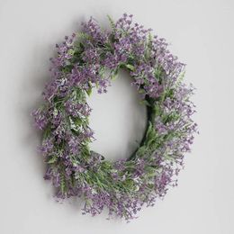 Decorative Flowers Wall Christmas Party Wedding Decoration Fake Lavender Ring Wreath For Front Door Window