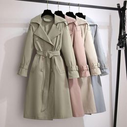 Women's Trench Coats Women's 2022 Women Long Section Solid Coat Windbreaker Light Weight Casual Lady's Collection