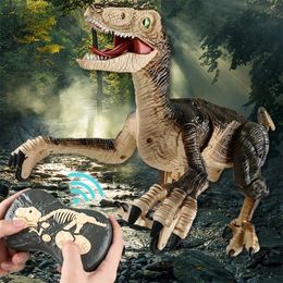 ElectricRC Animals 24G RC Dinosaur Raptor Jurassic Remote Control Velociraptor Toy Electric Walking Dino dragon Toys For Childrens Christmas Gifts 220923