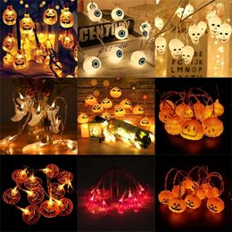 Other Festive Party Supplies 150cm 10LED Halloween LED String Lights Portable Pumpkin Ghost Skeletons for Home Bar Decor L220922