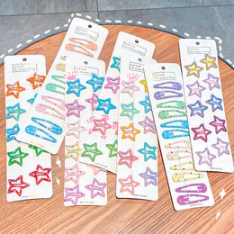 Baby Girls HairClip Colour Hair Accessories Cute Fashion Drop Star Shaped Metal Paint Headdress Fixing And Decorating Bangs 20220926 E3