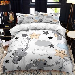 Bedding sets Animal Elephant Cartoon Kids Duvet Cover Queen King Twin Size Bedding Set Wildlife Comforter Cover 23pcs Polyester Quilt Cover 220924