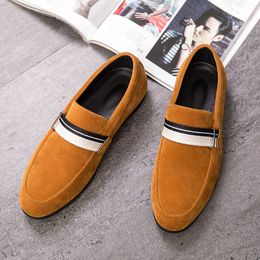 Classic Loafers Men Shoes Solid Colour Faux Suede Simple Woven Belt One-Piece Fashion Business Casual Wedding Party Daily AD246