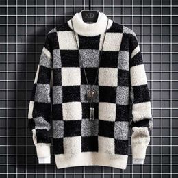 Men's Sweaters Thick Cashmere Sweater Men Tops Turtleneck Winter Male Plaid Pullovers Comfortable Mens Christmas Keep Warm Pull Homme 220923