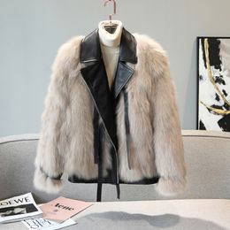 Women s Fur Faux coltsfoot fur coat MAO female whole leather really short hair show thin young locomotive 220926