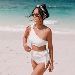 Women's Swimwear Women's High Waist Bikini Sexy Swimsuit 2022 Women One Shoulder Bikinis Biquini Bathing Suit Swimming For Swim Wear