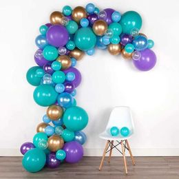 98Pcs Purple Blue Latex Balloons Garland Set Mermaid Theme Party Supplies For Baby Shower Kids Girls Birthday Event Decor