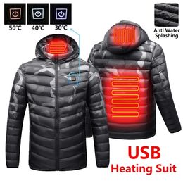 Men's Jackets Winter Warm USB Heating Fleece Parkas Smart Thermostat Detachable Hooded Heated Waterproof Jacket 220924