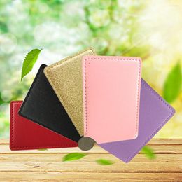 Compact Mirrors Portable Shatter Proof Card Style Pocket Cosmetic Mirror PU Leather Cover Stainless Steel Unbreakable Makeup