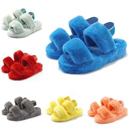 Slippers Sandal Ladies Plush women shoes purple Flat Furry Fur yellow red grey Warm Indoor size eur 36-44