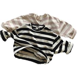 Pullover Korean Fashion Kids Sweatshirts Autumn Baby Boy Striped Tshirts Long Sleeve Toddler Girl Children Casual Loose Pullover Hoodies 220924