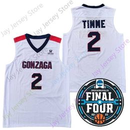 adult basketball jerseys Canada - Mitch 2021 Final Four New NCAA College Gonzaga Jerseys 2 Drew Timme Basketball Jersey White Navy Size Youth Adult
