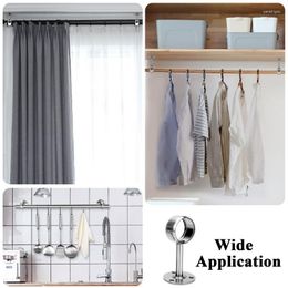 Shower Curtains 2pc25/32mm Curtain Rod Holder Clamp Hooks Bracket Wardrobe Pipe Holders Fixed Clip Bathroom Wall Hanging Rack