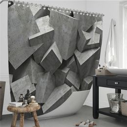 Shower Curtains Grey Geometric Stone Flower Waterproof Bathroom Curtain Color Home El Decorative Blackout Screen