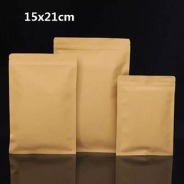 Flat foil lined food storage kraft paper pouch with zip Packaging hick Foil Snack Candy Ground Coffee Nuts Tea Seeds Gifts Storage 15x21cm