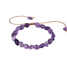 Irregular Natural Stone Strand Bracelet Aventurine Amethyst Tiger Eye Adjustable Unshaped Beads Bracelets for Women Fashion Jewelry Gift