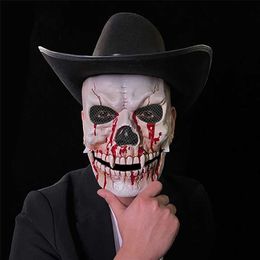 Party Masks Halloween Mask Movable Jaw Full Head Skull Mask Helmet Halloween Horror Scary Mask Cosplay Musk Party Decor Skull Helmet 220926