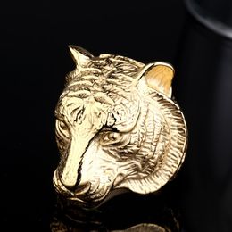 Steel 3d Stainless Tiger Head Men Animal Ring 7/8/9/10/11/12/13 Gold Silver Black Color Finger Jewelry Male Waterproof Oxidation Resistant Ornaments Hot!