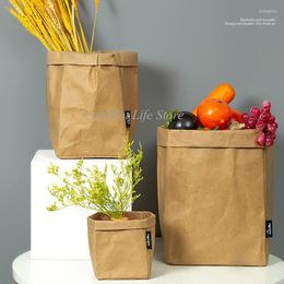 Storage Bags Refrigerator Organizer Washable Kraft Paper Multifunctional Bag For Food Fruit Desktop Kitchen Accessories