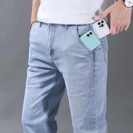 Men's Jeans Classic Summer Thin Denim Blue Men Anti theft Zipper Fashion Casual Solid Colour Male Stretch Trousers 220923