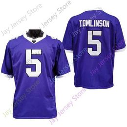 Mitch 2020 New NCAA TCU Horned Frogs Jerseys 5 LaDainian Tomlinson College Football Jersey Purple Size Youth Adult