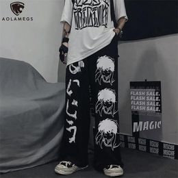 Men's Pants Aolamegs Anime Japanese Gothic Sweatpants Hip Hop Streetwear Casual Korean Wide Leg Oversize Jogging Trousers Couple 220924