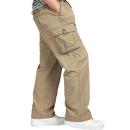 Men's Pants MEN'S PANT LARGE SIZE Big 4xl 5xl 6xl Plus Casual Men Elastic Waist Multi Pocket Long Baggy Straight Cargo Jogger Trousers Male 220922
