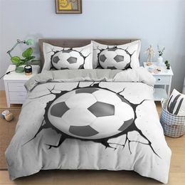 Bedding sets 3D Football Bedding Set Soccer Duvet Cover Pillowcase Polyester Comforter Cover King Queen Full Double Ball Sport Quilt Cover 220924