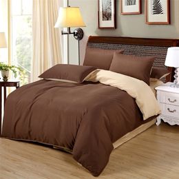 Bedding sets double color Brown gold flat sheet bedding set duvet cover set Pillowcase twin single size bed set 220924