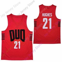 Mitch 2020 New NCAA DUQ Duquesne Dukes Jerseys College 21 Michael Hughes Basketball Jersey Red Size Youth Adult