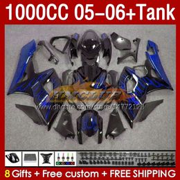 Injection Mold Fairings & Tank For SUZUKI GSXR 1000 CC K5 GSX-R1000 05-06 Bodywork 157No.134 GSXR-1000 GSXR1000 2005 2006 GSX R1000 1000CC 05 06 OEM Fairing blue flames