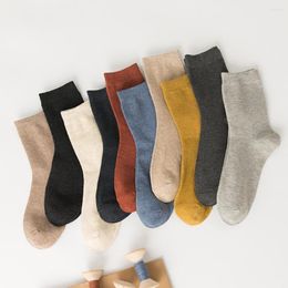 Men's Socks 10 Pairs/Lot Fashion Solid Color Male Business Casual Soft Cotton Deodorant Crew Sox Autumn Winter Warm