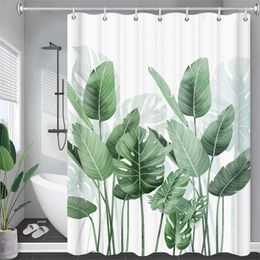 Duschvorhänge Tropischer Pflanzenvorhang Badezimmerzubehör Dekor Wasserdicht 3D-gedruckt mit Haken Bad Cortinas Cortina