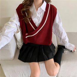 Women's Vests Women's Knit Sweater Vest Women Sweet Kawaii Pullover Female Designer Harajuku Knitted Top Clothing Autumn 2022