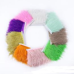 Party Decoration Multicolor Real Ostrich feather Trims Ribbon 8-10cm White Ostrich for Dress Clothing Decorations Sewing feathers Crafts SN4909