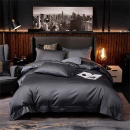 Bedding sets Home Textiles Egyptian Cotton bedding set Pure Colors embroidery Bed set Duvet Cover Bed Sheet High Premium king queen size 220924