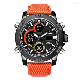 Wristwatches Digital Watches Mens Quartz Wristwatch Dual Time Sports Watch Men Waterproof Male Clock Nylon Strap For Reloj Hombre