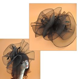 Headpieces Ruffle Feather Fascinators Hat Mesh Derby Cap Headdress Tea Party Headpiece With Hair Clip Fancy Dress Wedding