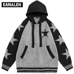 Men's Sweaters Harajuku Retro Star Jumper Knit Sweater Jacket Men's Gothic Oversized Pullover Thick Sweater Hooded Grandpa Ugly Sweater Women's 220926