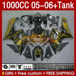 Injection Mould Fairings & Tank For SUZUKI GSXR 1000 CC K5 GSX-R1000 05-06 Bodywork 157No.138 GSXR-1000 GSXR1000 2005 2006 GSX R1000 1000CC 05 06 OEM Fairing golden flames