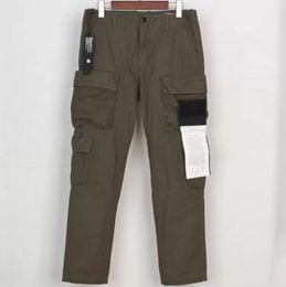 Mens Cotton Casual Pants with Compass Badge Embroidery and Tooling Pockets