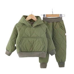 Clothing Sets Clothing Sets Autumn Winter Children Clothing Sets Jacket Plus Velvet Baby Clothes Boy Girl Warm Kids Suit Hoodies Pants