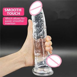sex toys suction UK - Sex Toy Massager New Realistic Dildos Erotic Jelly Dildo with Super Strong Suction Cup Toys for Woman Men Artificial Penis G-spot Simulation