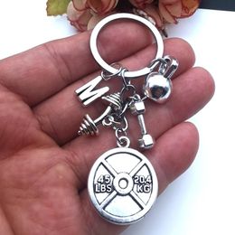 A-Z Letters Fashion Accessories Keychain Mini Dumbbell Disc Dumbbell Fitness KeyRing Designer Gift Coach Souvenir