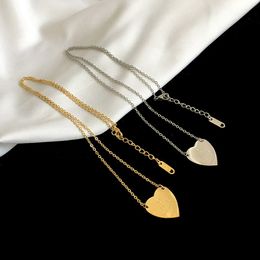 Europe America Pendant Necklaces Designer Fashion Style Lady 316L Titanium steel Engraved Letter 18K Plated Gold Necklaces With Single Heart Pendants