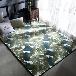 Carpets Tropical Carpet Green Leaf Geometric Mats For Living Room Rugs And Fashion Floor Mat Cafe Area Rug Soft Velvet