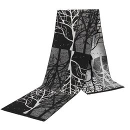 Scarves Men Printed Scarf Winter Jacquard Flannel Tree Pattern Tassels High Quality Warm 180x30CM Cotton Business Style Shawls 220922