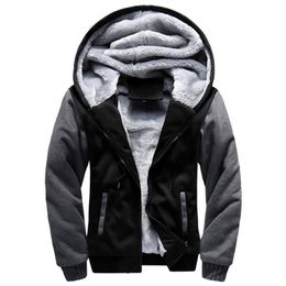 Men's Hoodies Sweatshirts Winter Thick Warm Fleece Zipper Coat Sportwear Male Streetwear 4XL 5XL 220924