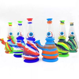 Smoking Silicone Bong Water Pipe Hookahs With Eye Decoration Glass Bowl Tobacco Colourful Dab Rig Kits Bongs